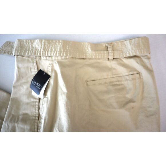 Lauren Ralph Lauren WMN Sz 16W Beige Micro-Sand Twill Belted Wide Leg Pants - Picture 6 of 15